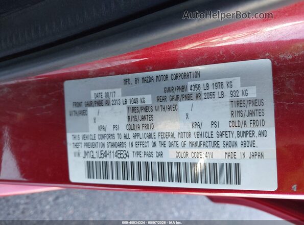 JM1GL1U54H1145534 2017 MAZDA 6 Red 