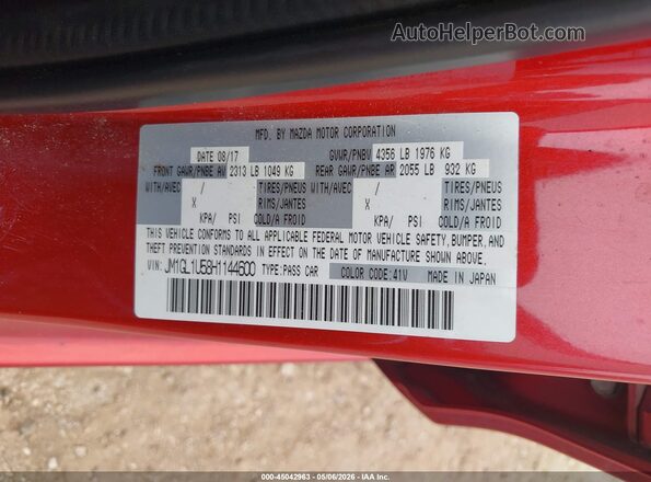 JM1GL1U58H1144600 2017 MAZDA 6 Red Вид підкапотного простору