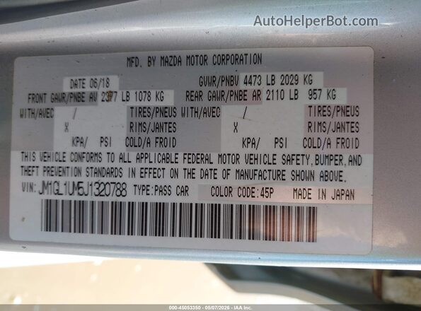 JM1GL1UM5J1320788 2018 MAZDA 6 Silver 