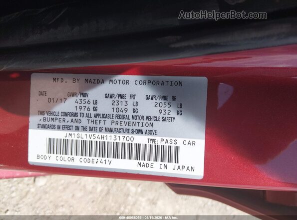 JM1GL1V54H1131700 2017 MAZDA 6 Red Engine compartment view