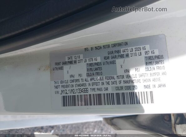 JM1GL1VM2J1334999 2018 MAZDA 6 Белый Вид подкапотного пространства