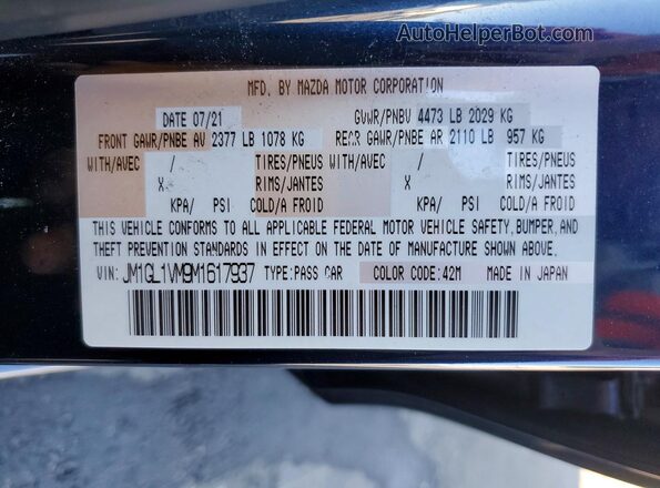 JM1GL1VM9M1617937 2021 MAZDA 6 Синий 