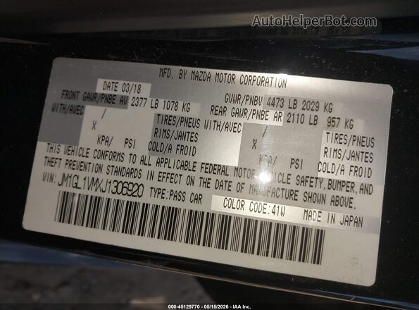 JM1GL1VMXJ1306920 2018 MAZDA 6 Black 