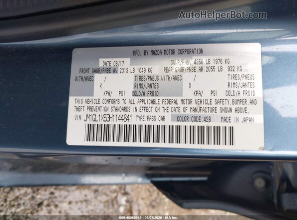 JM1GL1X53H1144841 2017 MAZDA 6 Blue 