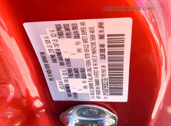 JM1NDAB75R0603789 2024 MAZDA MX-5 Red VIN კოდის სტიკერის ხედი