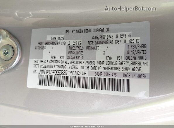JM1NDAD77P0553889 2023 MAZDA MX-5 MIATA Серебряный Вид подкапотного пространства