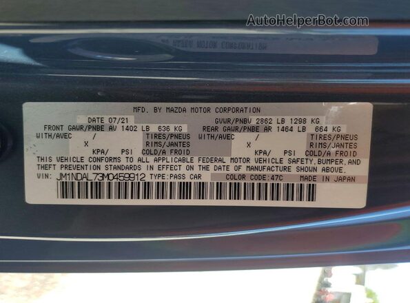 JM1NDAL73M0459912 2021 MAZDA MX-5 Gray Вид підкапотного простору
