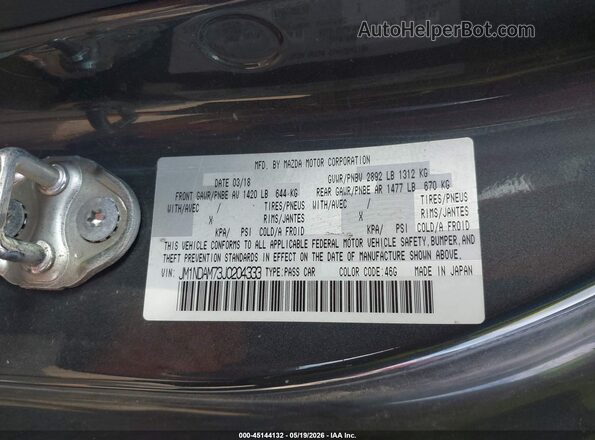 JM1NDAM73J0204333 2018 MAZDA MX-5 MIATA RF Серый Вид подкапотного пространства