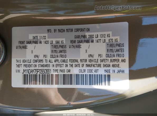 JM1NDAM76P0550661 2023 MAZDA MX-5 MIATA RF Tan Widok komory silnika