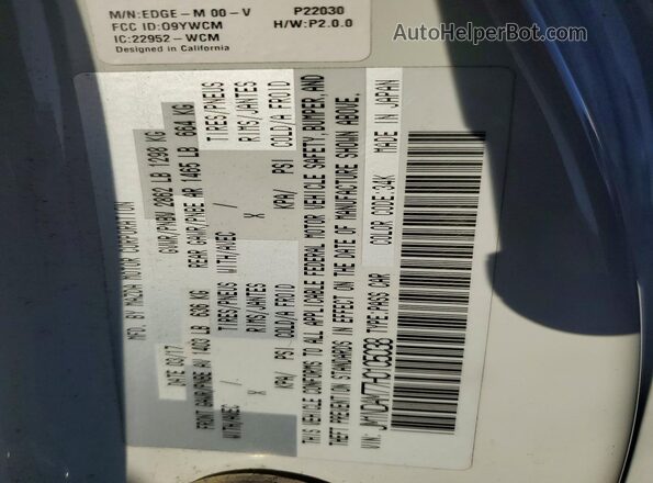 JM1NDAM77H0105038 2017 MAZDA MX-5 White Vista de la etiqueta del VIN