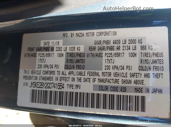 JM3KE2BY2G0741664 2016 MAZDA CX-5 Blue Вид підкапотного простору