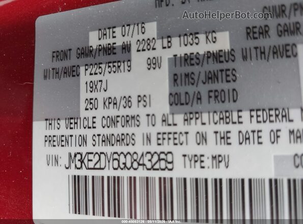 JM3KE2DY6G0843269 2016 MAZDA CX-5 Red 