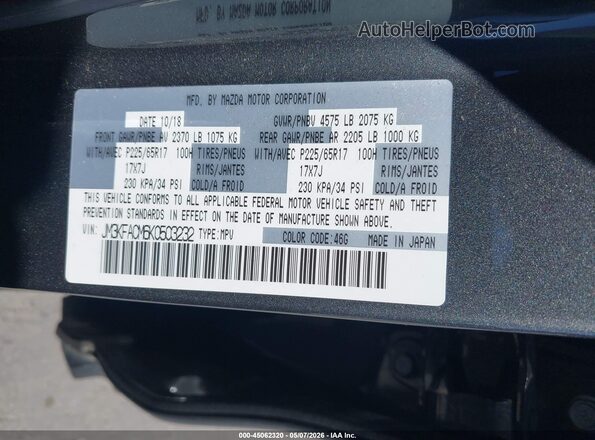 JM3KFACM6K0503232 2019 MAZDA CX-5 Gray 
