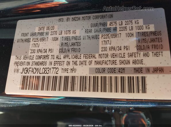 JM3KFACMXL0831772 2020 MAZDA CX-5 Blue 