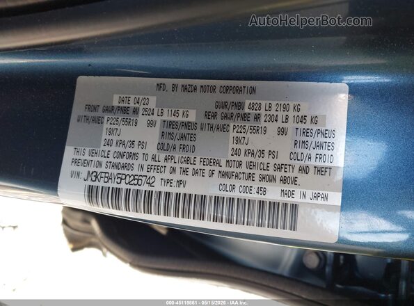 JM3KFBAY5P0256742 2023 MAZDA CX-5 Blue Vista del compartimento del motor