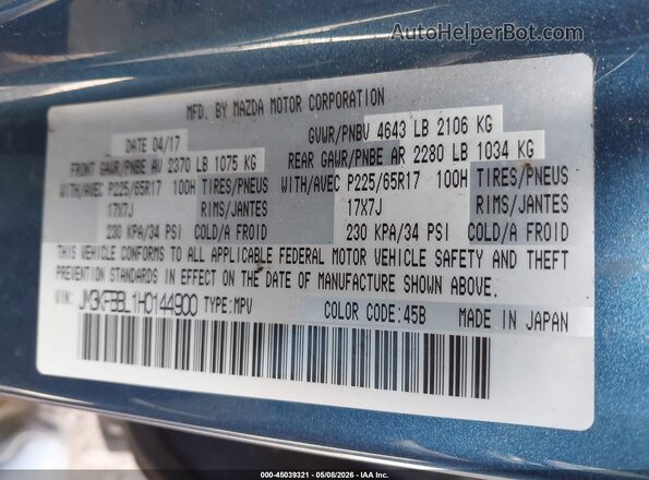 JM3KFBBL1H0144900 2017 MAZDA CX-5 Blue 