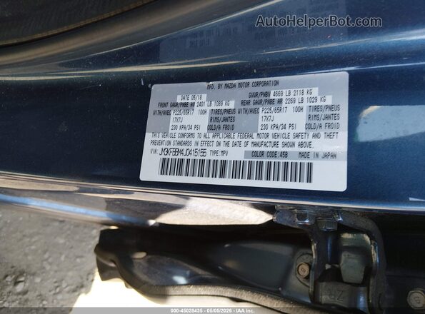 JM3KFBBM4J0415155 2018 MAZDA CX-5 Blue Widok komory silnika