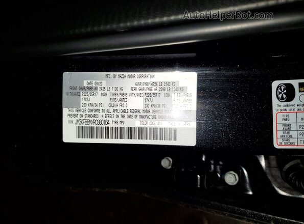JM3KFBBMXR0380164 2024 MAZDA CX-5 Black Widok naklejki z numerem VIN