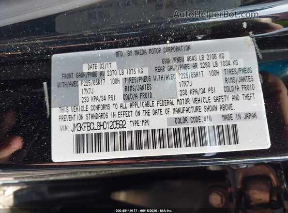 JM3KFBCL8H0120592 2017 MAZDA CX-5 Black Вид підкапотного простору