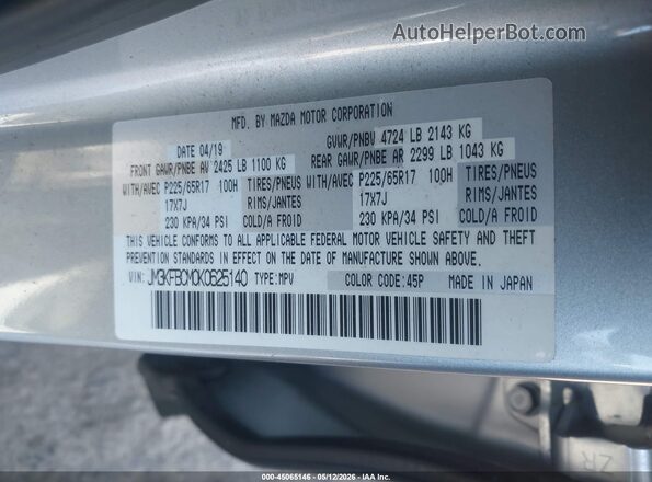 JM3KFBCM0K0625140 2019 MAZDA CX-5 Серебряный Вид подкапотного пространства