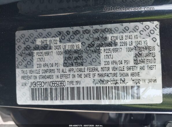 JM3KFBCM1N0569360 2022 MAZDA CX-5 Black Widok komory silnika