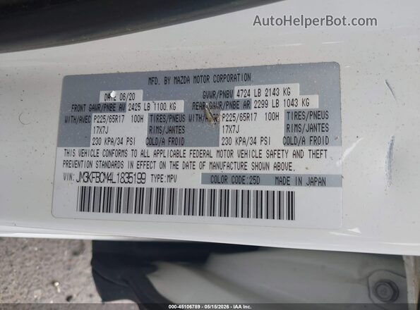 JM3KFBCM4L1835199 2020 MAZDA CX-5 White Vista del compartimento del motor