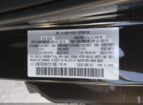 JM3KFBCM4N1611465 2022 MAZDA CX-5 Black Widok komory silnika