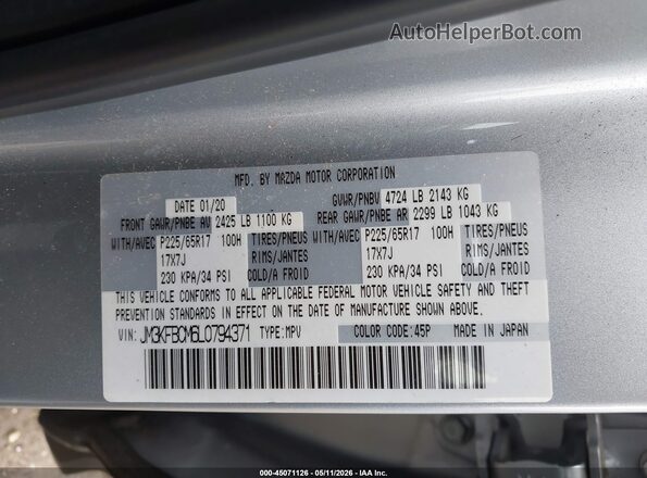 JM3KFBCM6L0794371 2020 MAZDA CX-5 Silver Engine compartment view