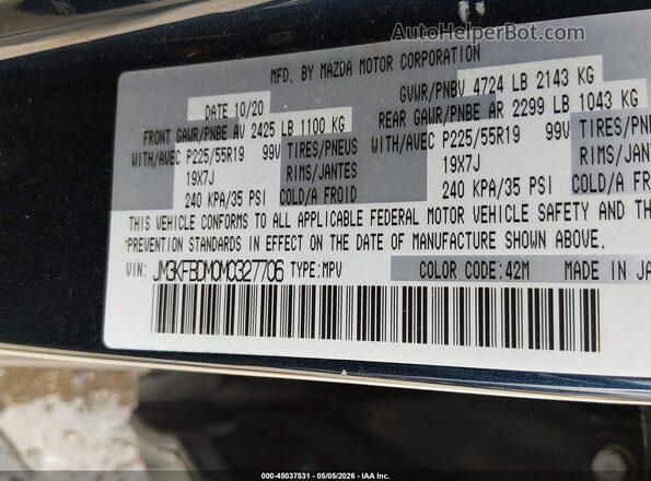 JM3KFBDM0M0327706 2021 MAZDA CX-5 Blue Engine compartment view