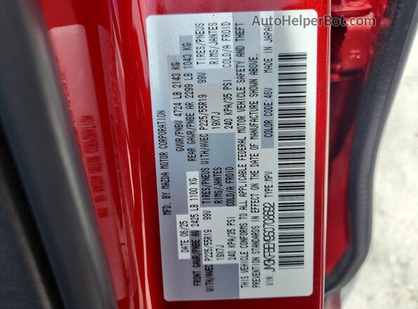 JM3KFBEM9S0708692 2025 MAZDA CX-5 Red Вид наклейки з VIN-кодом