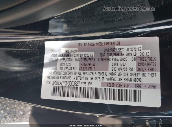 JM3TCADY7M0500387 2021 MAZDA CX-9 Black ძრავის განყოფილების ხედი