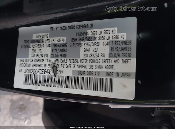 JM3TCADYXK0336498 2019 MAZDA CX-9 Black Widok komory silnika