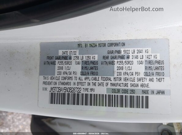 JM3TCBAY5N0628722 2022 MAZDA CX-9 White Շարժիչի բաժամունքի տեսք