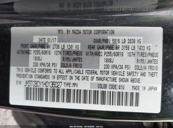 JM3TCBCY1H0136027 2017 MAZDA CX-9 Черный 