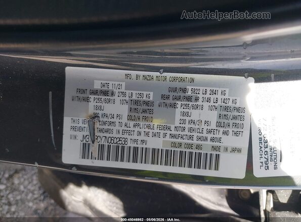 JM3TCBCY7N0602538 2022 MAZDA CX-9 Gray ძრავის განყოფილების ხედი