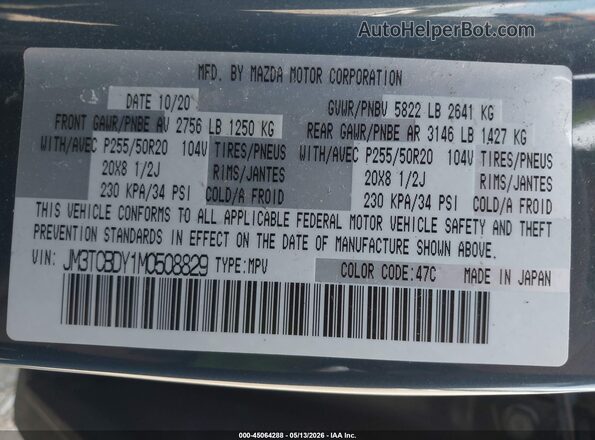 JM3TCBDY1M0508829 2021 MAZDA CX-9 Blue Widok komory silnika
