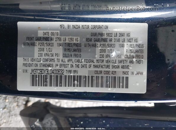 JM3TCBDY3L0400632 2020 MAZDA CX-9 Blue 
