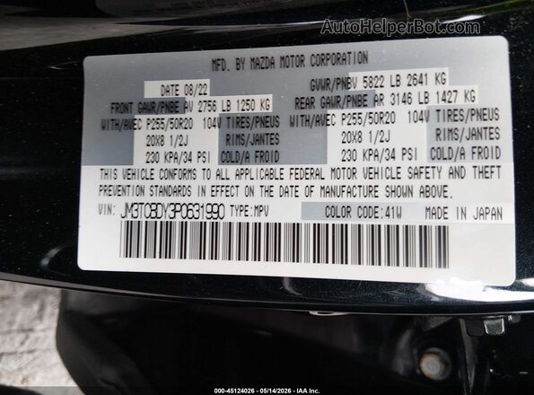 JM3TCBDY3P0631990 2023 MAZDA CX-9 Black 