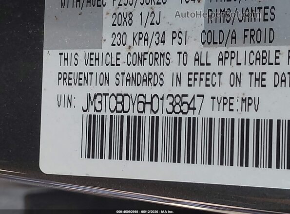 JM3TCBDY6H0138547 2017 MAZDA CX-9 Gray Widok komory silnika