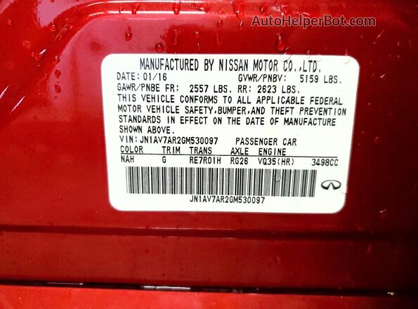 JN1AV7AR2GM530097 2016 INFINITI Q50 Red 