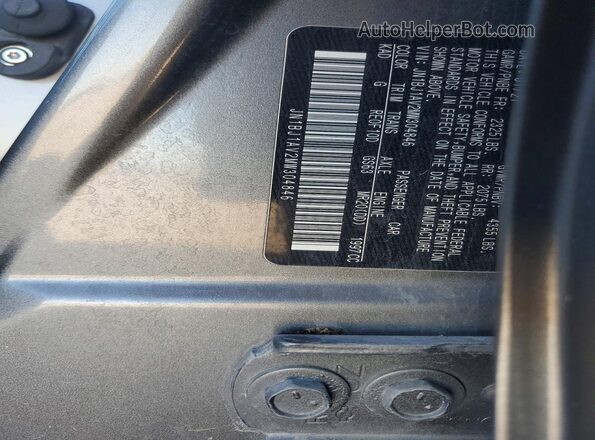 JN1BJ1AV2MW304846 2021 NISSAN ROGUE Gray Widok naklejki z numerem VIN