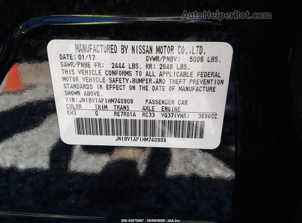 JN1BY1AP1HM740909 2017 INFINITI Q70 Черный Вид подкапотного пространства