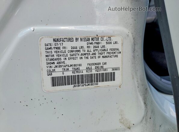 JN1BY1AP9JM180160 2018 INFINITI Q70 White ძრავის განყოფილების ხედი