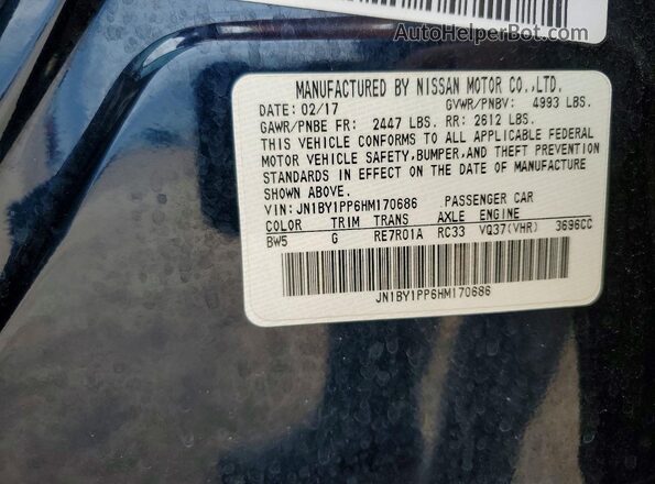 JN1BY1PP6HM170686 2017 INFINITI Q70L Blue Vista del compartimento del motor
