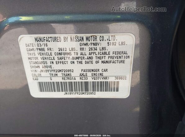 JN1BY1PR2GM720952 2016 INFINITI Q70L Gray 