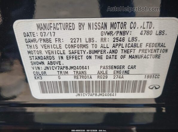 JN1CV7AP8JM240641 2018 INFINITI Q50 Black Շարժիչի բաժամունքի տեսք
