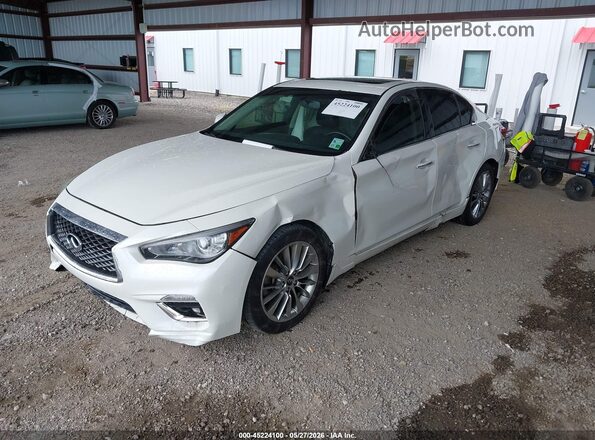 JN1EV7AP0JM350768 2018 INFINITI Q50 White Առջևի ձախ երեք քառորդ տեսարան