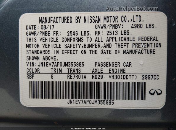 JN1EV7AP0JM355985 2018 INFINITI Q50 Blue 