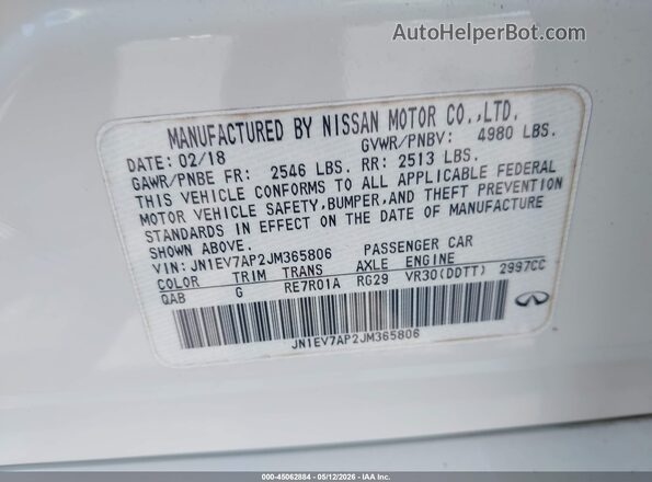 JN1EV7AP2JM365806 2018 INFINITI Q50 White Engine compartment view
