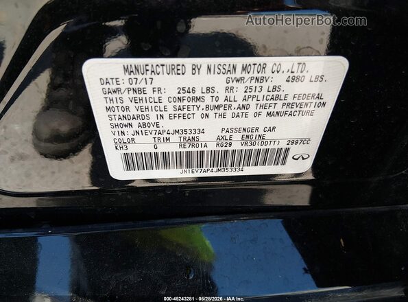 JN1EV7AP4JM353334 2018 INFINITI Q50 Black Вид підкапотного простору